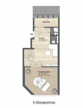 Eleganz auf zwei Ebenen – schöne Maisonette-Wohnung mit Dachterrasse, Loggia und TG-Stellplatz